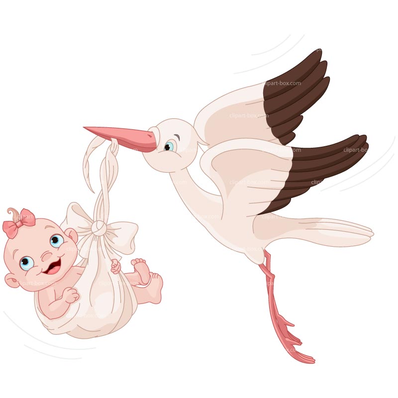 Clipart Stork Delivery Baby Girl   Royalty Free Vector Design