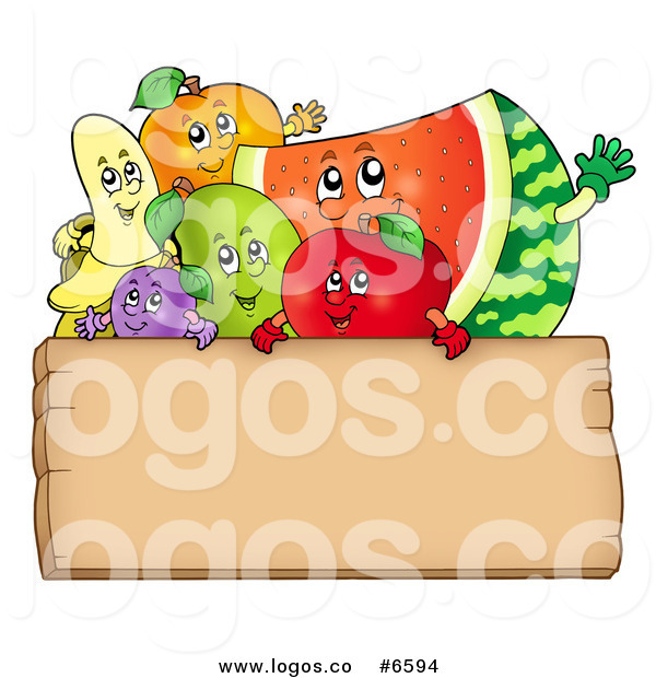 Royalty Free Clipart Happy Produce Over A Wooden Sign Logo