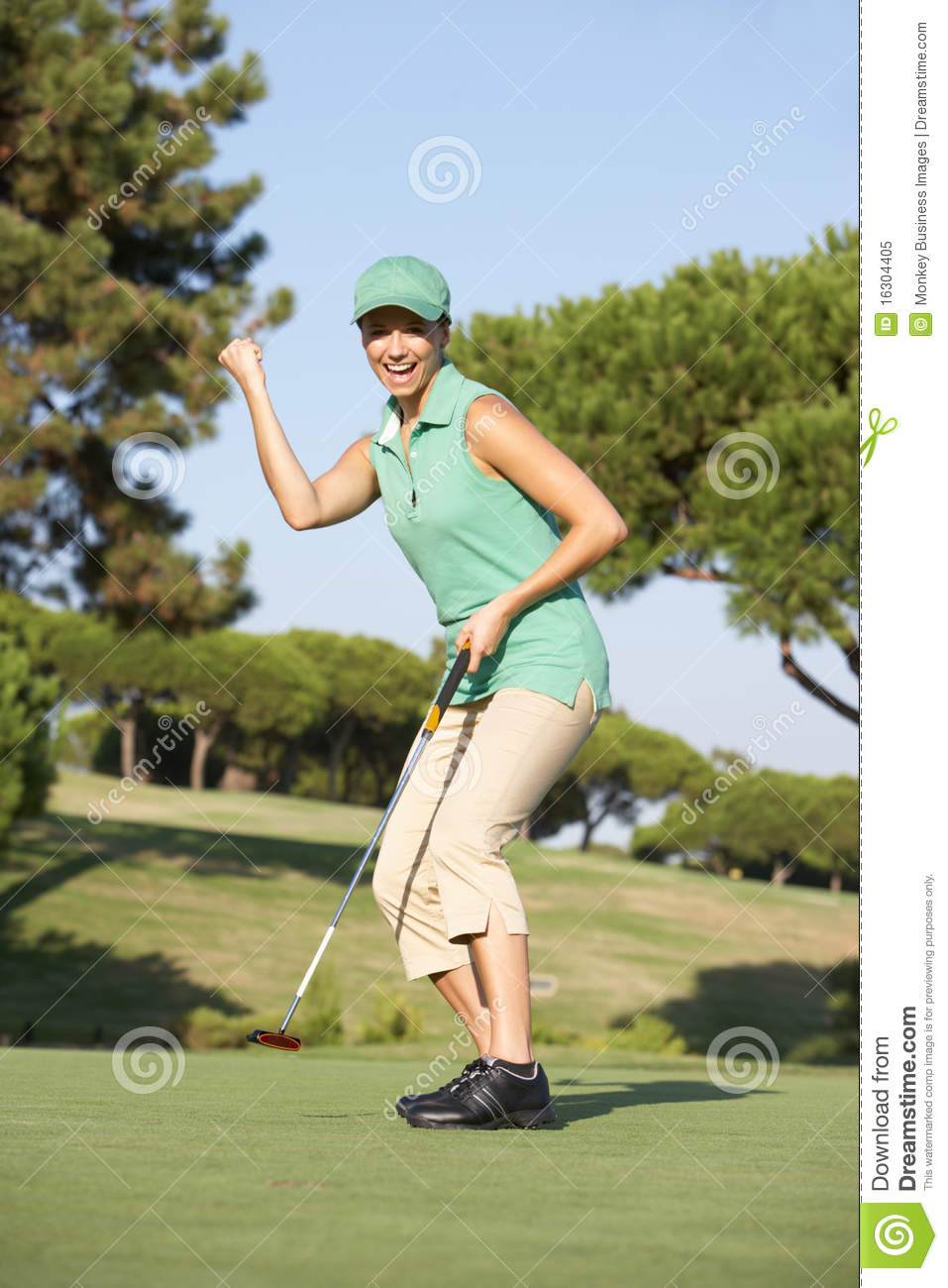Female Golfer On Golf Course Royalty Free Stock Photo   Image
