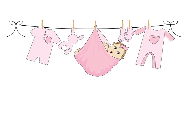 Baby Girl Pink Clothes Washing Laundry Dangling