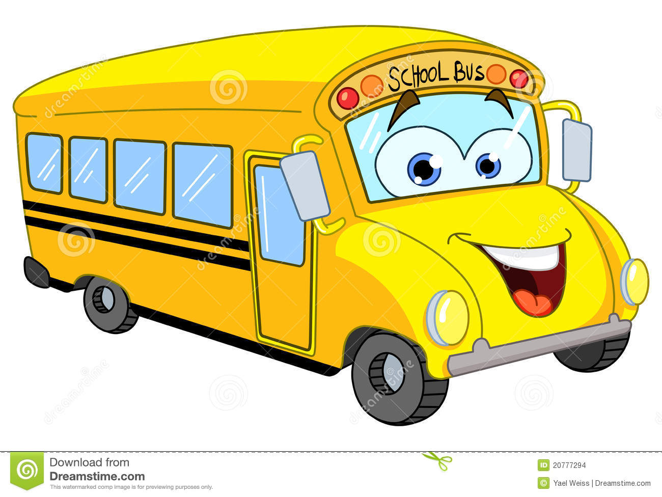 Cartoon Of A Smiling School Bus