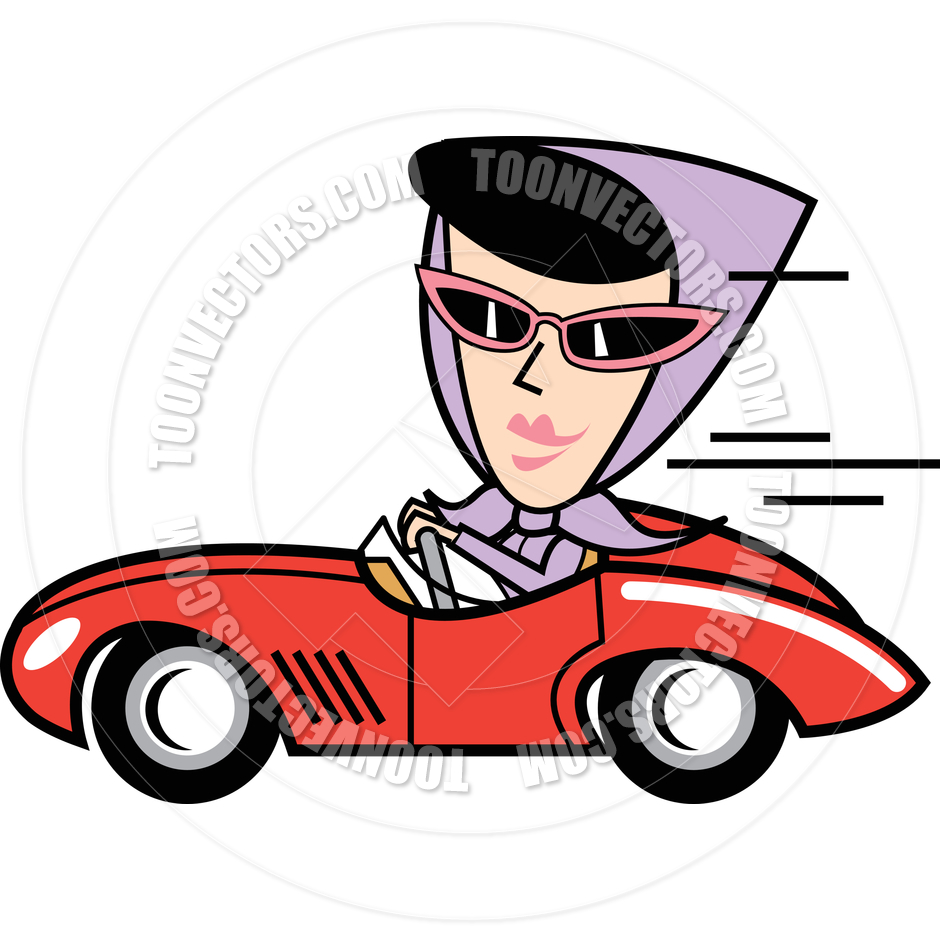 Cartoon Woman Driving Sports Car Vector Illustration By Clip Art Guy