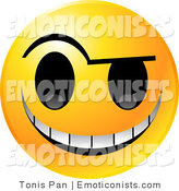 Clip Art Of A Yellow Emoticon Face With An Evil Michievious Grin Up
