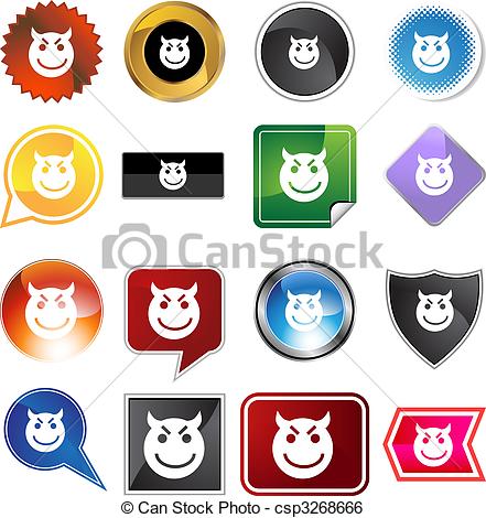 Clip Art Vector Of Evil Grin Emoticon   Evil Grin Emoticon Isolated On