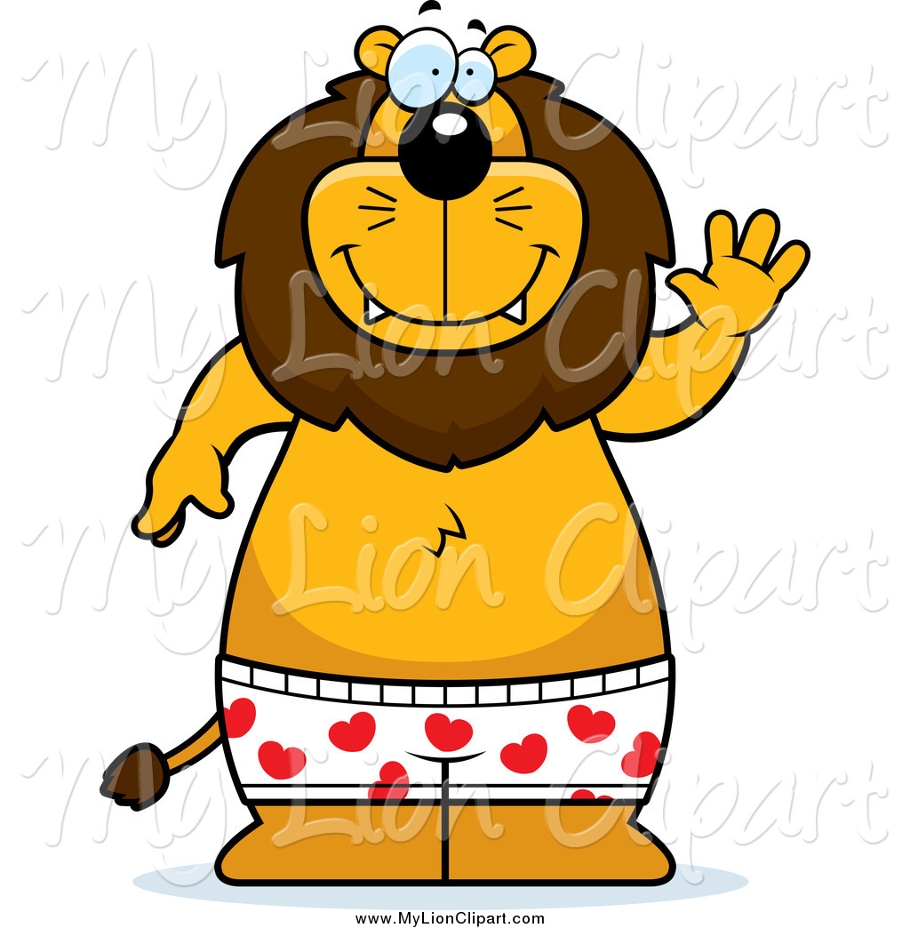 Larger Preview  Clipart Of A Happy Male Lion Waving And Wearing Boxers