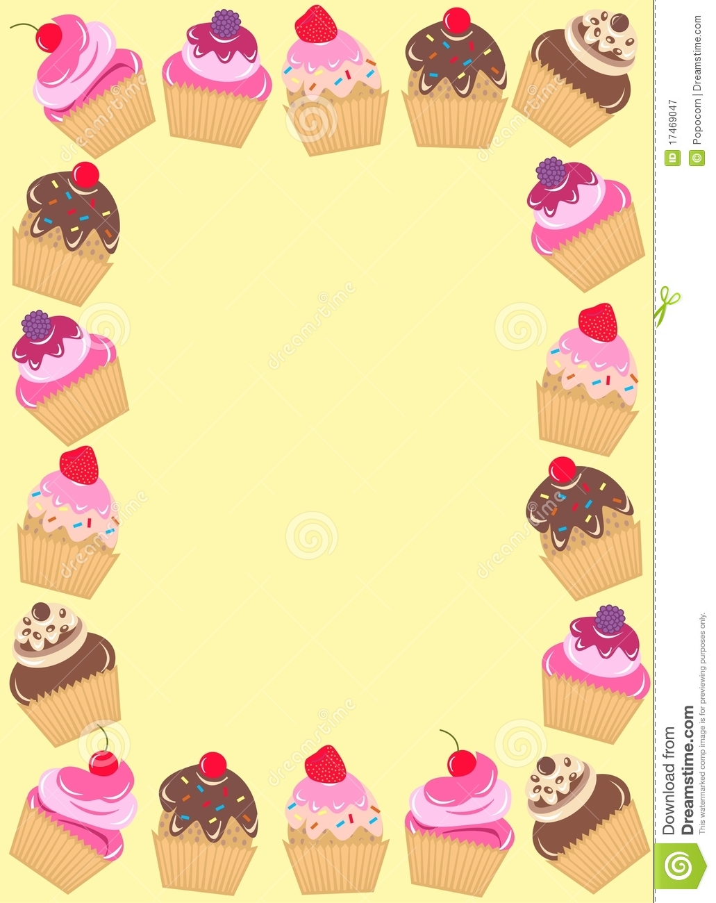 Cupcakes Clipart Border A Frame Of Cupcakes On Yellow
