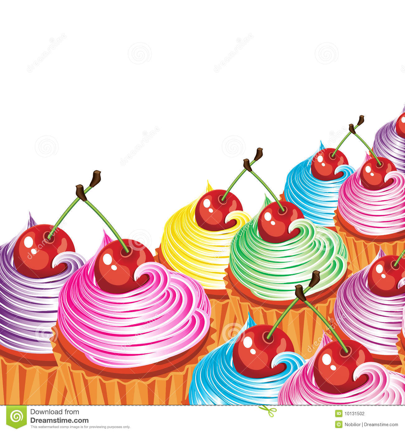 Cupcakes Clipart Border Border Cakes Cream Cherries 10131502 Jpg