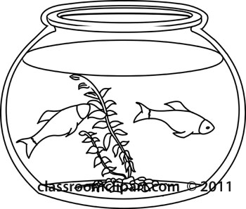 Animals   Outline Goldfish Bowl   Classroom Clipart