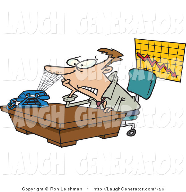 Humorous Clip Art Of A Bored Or Lazy Business Man With A Spiderweb