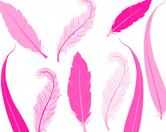 Pink Feather Clip Art Hand Drawn P Rintable Graphics