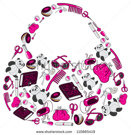 Women S Handbag Made Up Of Many Individual Objects   Stock Photo