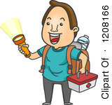 Man With An Emergency Kit And Flashlight Royalty Free Vector Clipart