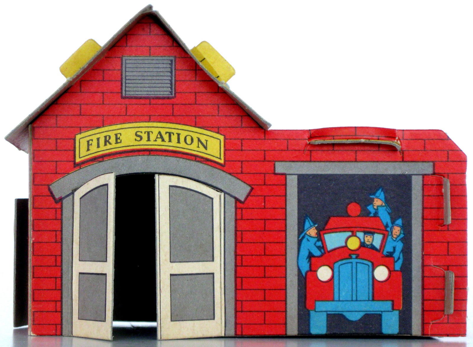 Toys And Stuff  Marx 34 Pc Village And Construction Set   Fire Station