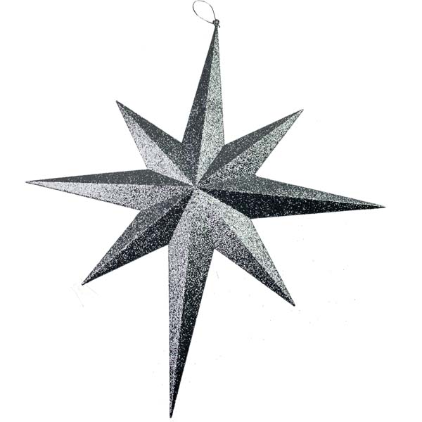     Christmas Decorations 8 Point Silver Glitter Star 60cm 8 Point Silver