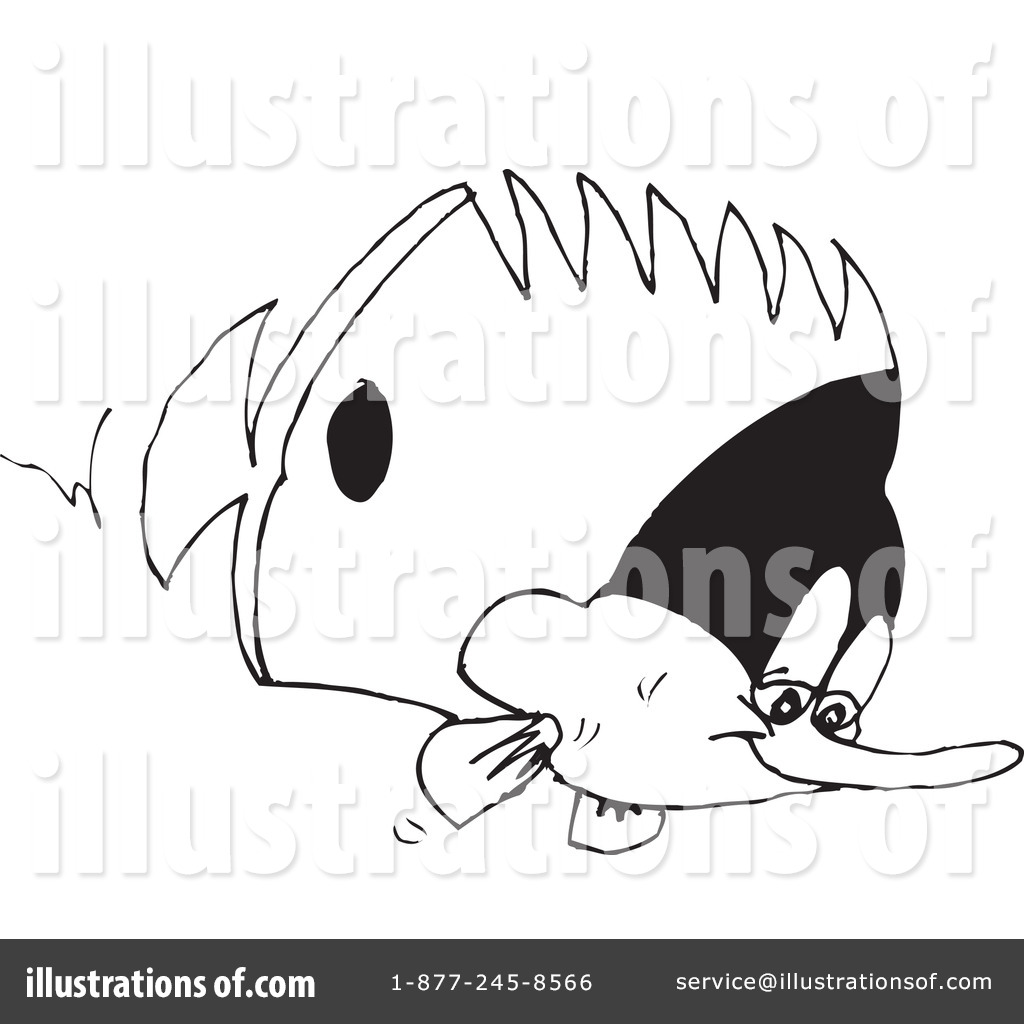 Clipart Black And White Salt Water Marine Fish 2 Royalty Free Vector    