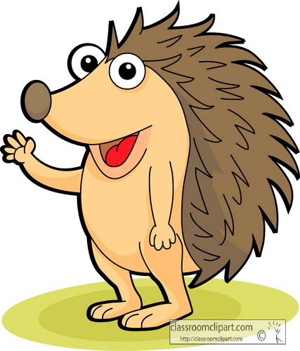 Hedgehog Clipart   Hedgehog Cartoon Waving 04   Classroom Clipart