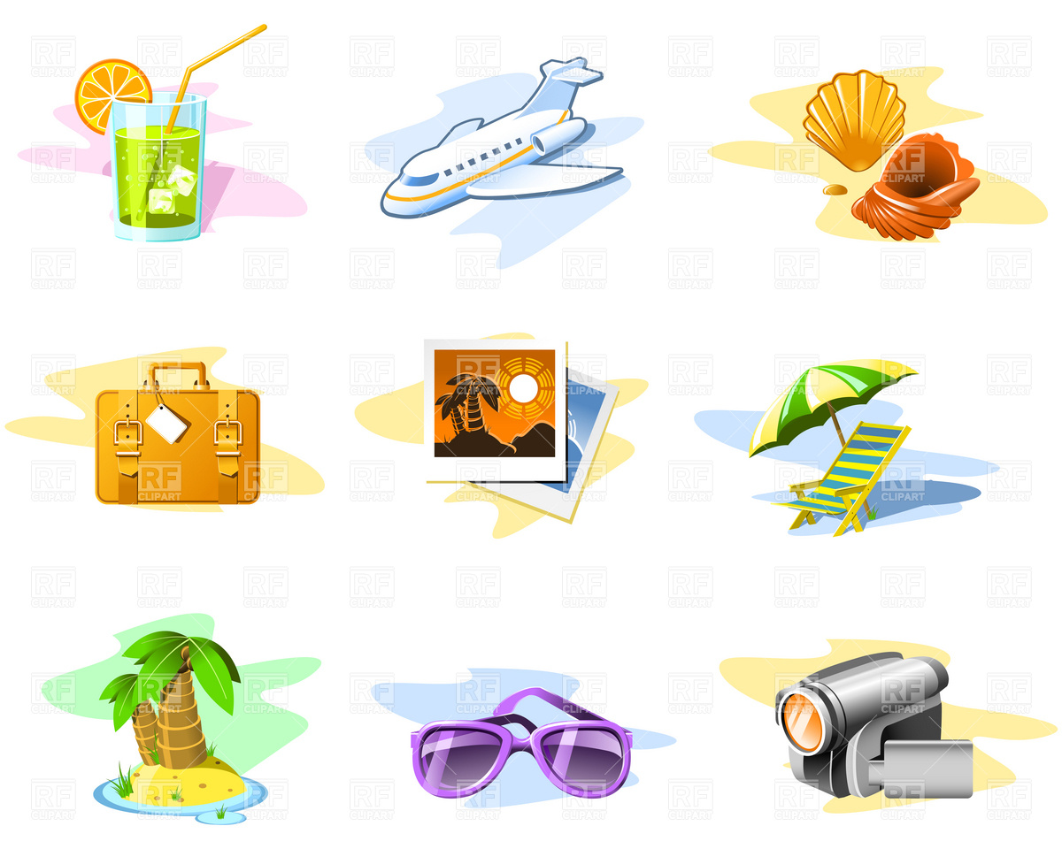 Travel And Vacation Icons Download Royalty Free Vector Clipart  Eps