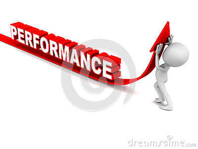 Increase Performance Concept 3d Man Pushing Up Arrow With Text In 3d