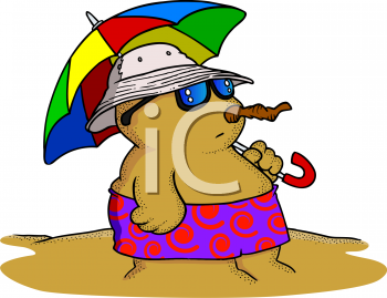 Sand Snowman At The Beach   Royalty Free Clipart Picture