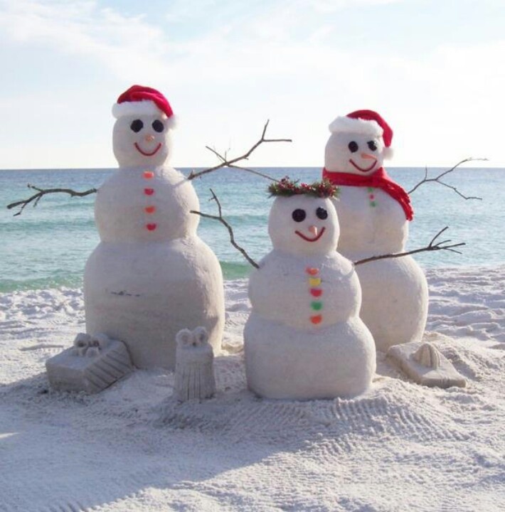 Sand Snowman Family  Perfect For Plaza Beach Resorts In St Pete Beach