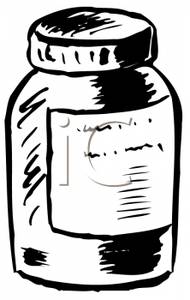 Black And White Pill Bottle   Royalty Free Clipart Picture