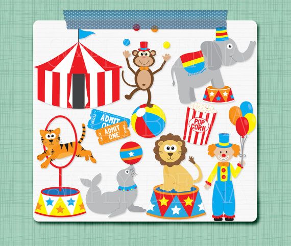 Circus Clip Art   Digital Carnival Clipart Personal   Commercial Use    