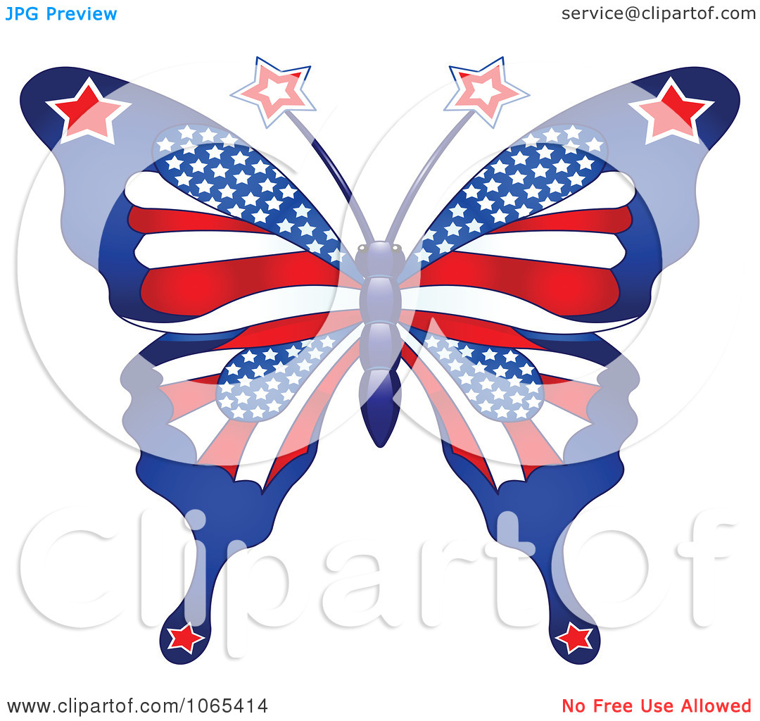 Clipart American Patriotic Butterfly   Royalty Free Vector
