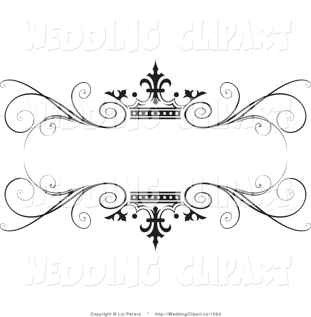     Clipart Of A Wedding Ornate Black Swirl And Crown Frame By Lal Perera