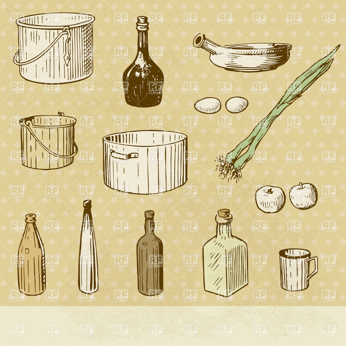 Kitchen Tools Set  Vintage Looking Image And Place For Text 23748