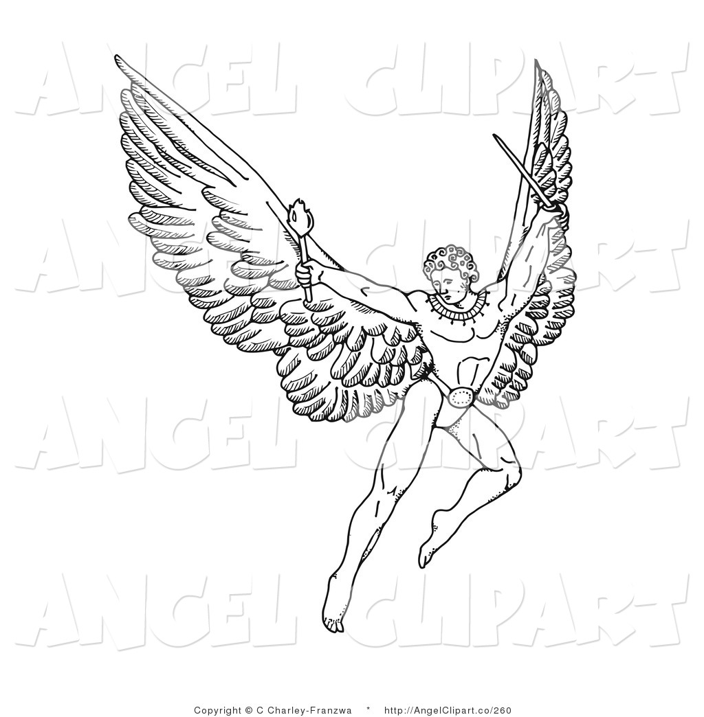 Male Guardian Angel Clipart Clip Art Of A Black And White