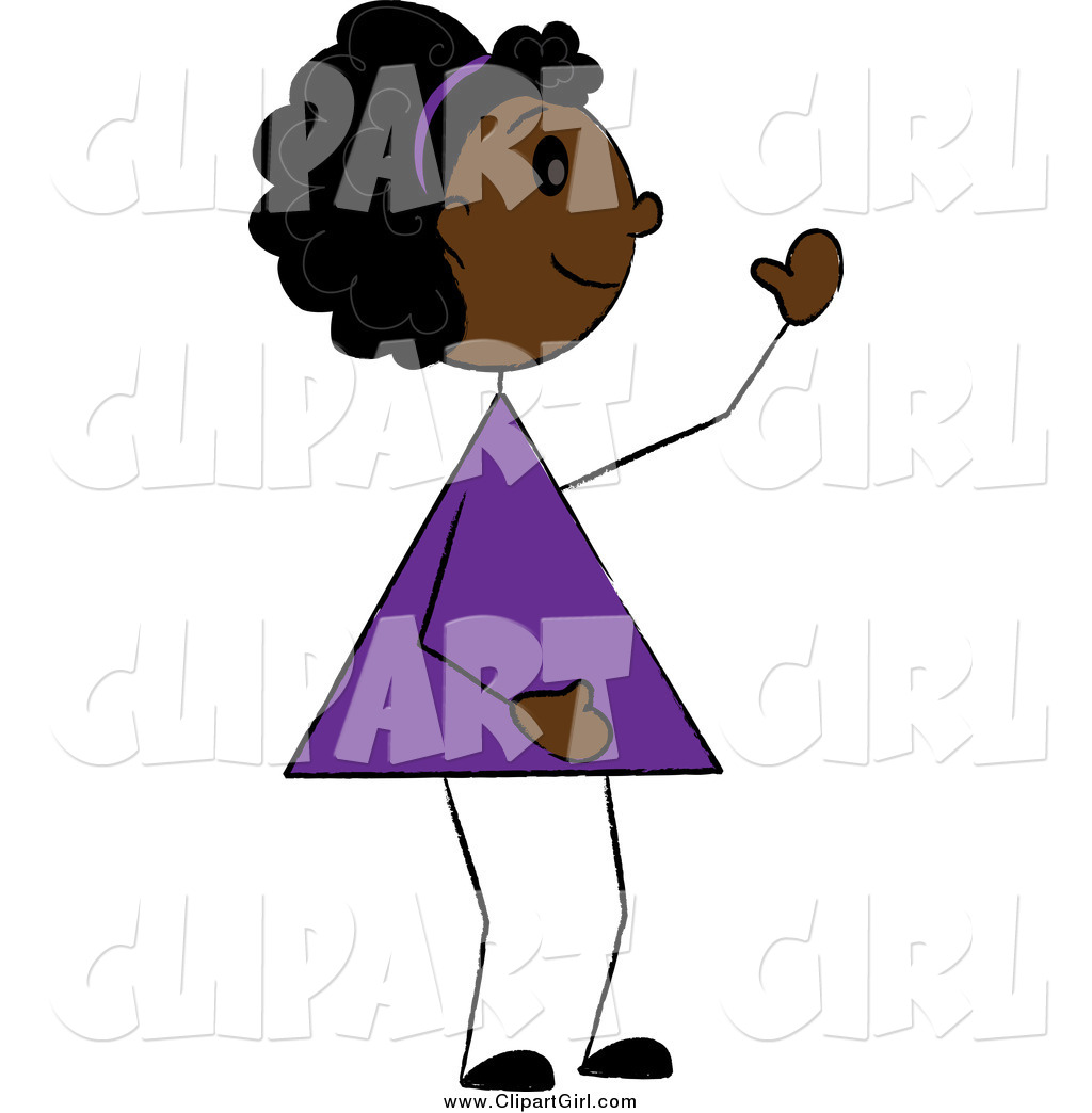 Preview  Clip Art Of A Friendly Black Girl Waving By Pams Clipart