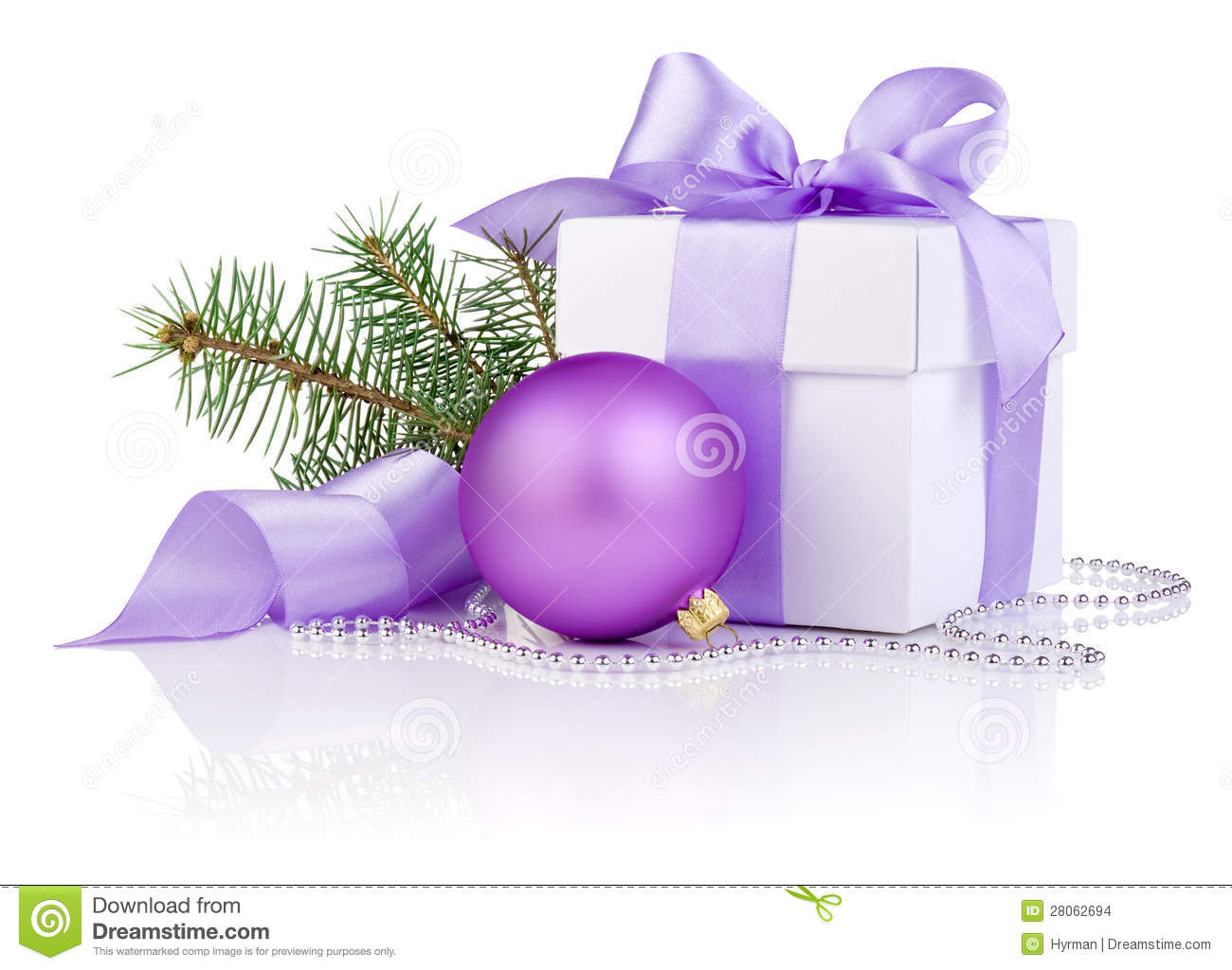 Purple Present Bow Christmas Gift With Purple