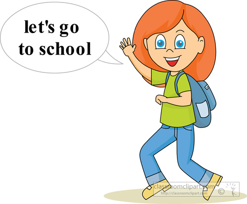 School   Girl Going To School   Classroom Clipart