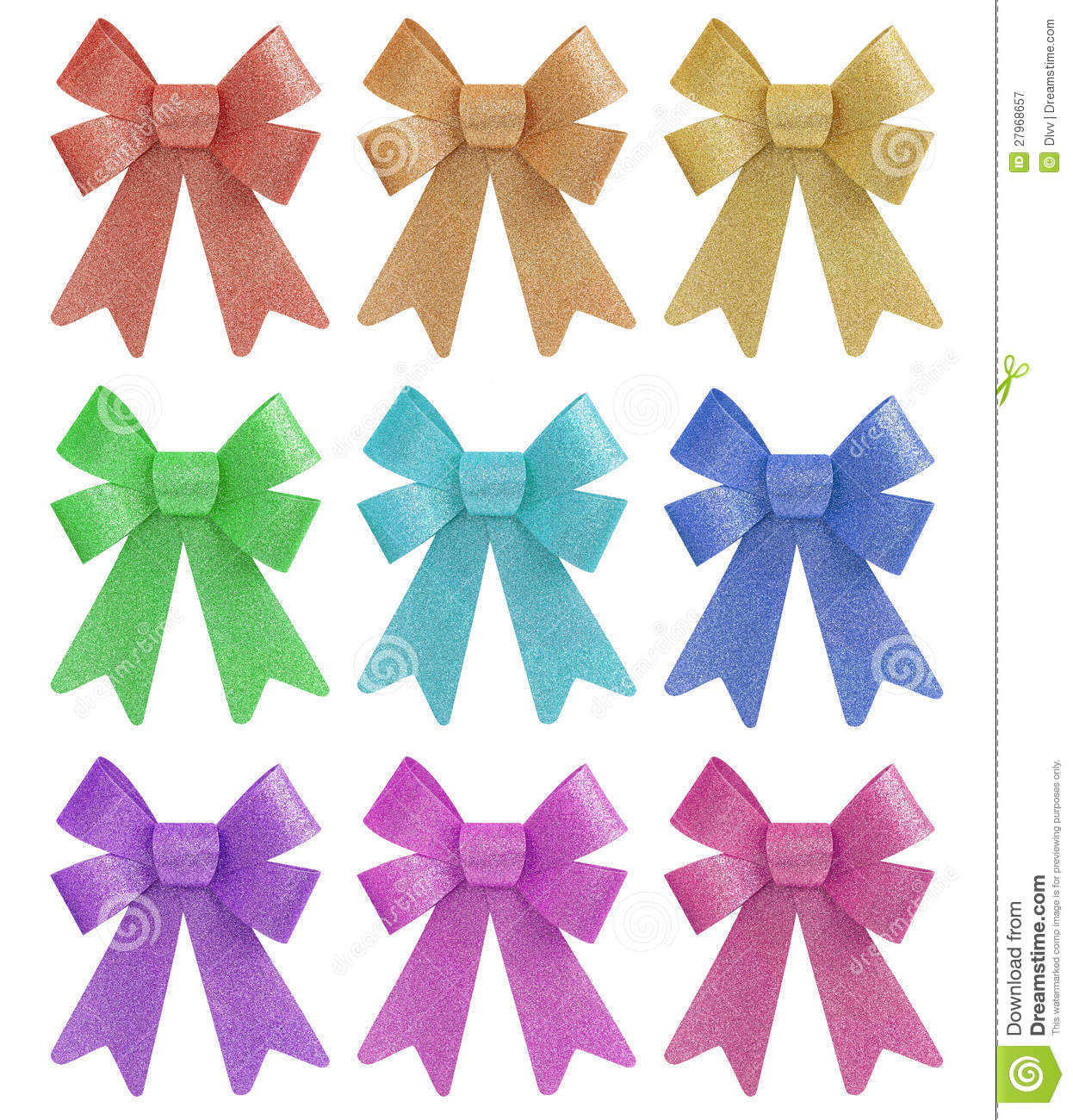 Tinted Pastel Colors Glitter Gift Bow Set Royalty Free Stock