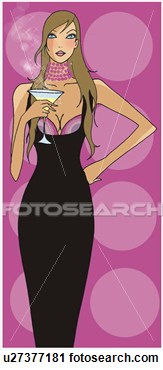 Woman In A Formal Dress Holding A Martini U27377181   Search Clip Art