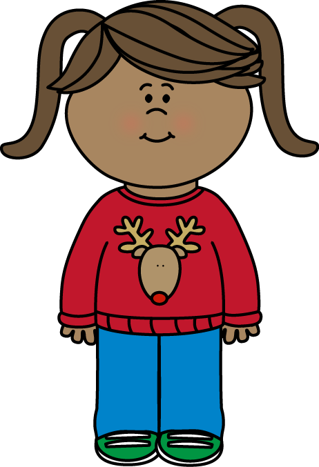 Christmas Sweater Clip Art   Girl Wearing A Christmas Sweater Image