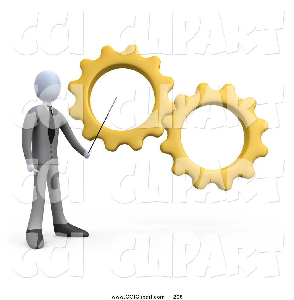Clip Art Of A 3d White Professional Businessman Pointing To Yellow