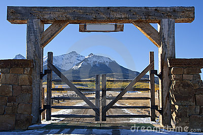 Colorado Ranch With Wooden Gate Royalty Free Stock Images   Image
