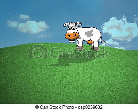 Clip Art Of Cow In Field   Cow In A Field Csp0239602   Search Clipart