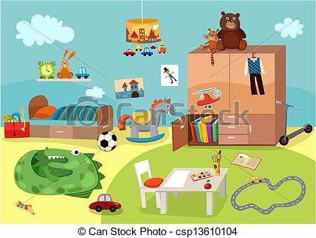 Vector Clipart Of Chilgrens Room   Vector Illustration Of A Cute