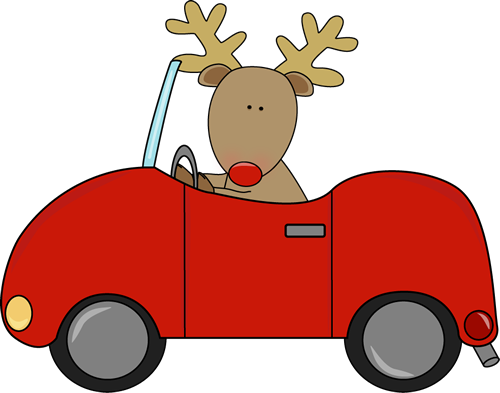 Driving A Car Clip Art   Reindeer With A Red Nose Driving A Red Car