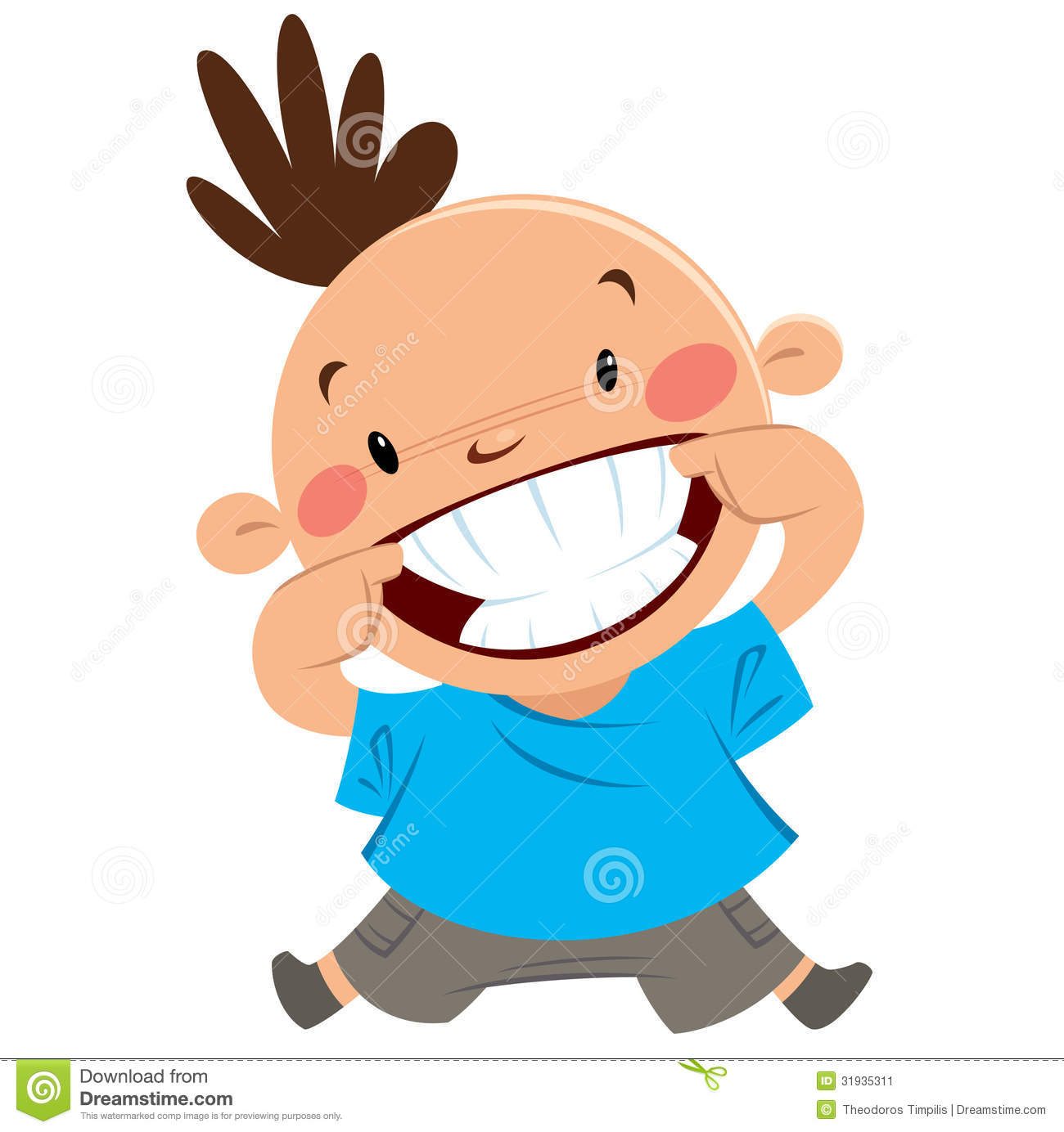 Happy Boy Smiling Pointing His Smile And Teeth Stock Image   Image