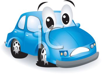 Royalty Free Clipart Image  Cute Little Cartoon Car With A Flat Tire