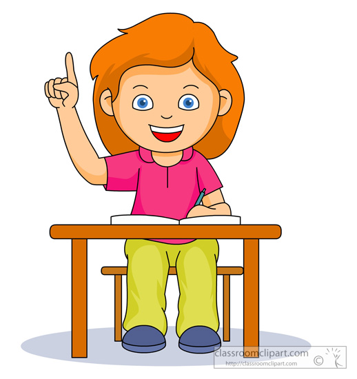School   Student Raising Hand   Classroom Clipart