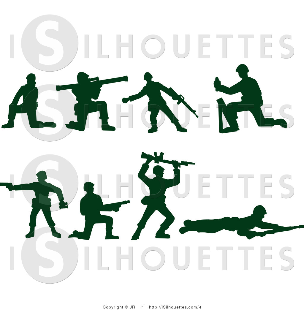 Silhouette Vector Clipart Of Green Army Soldiers By Jr    4