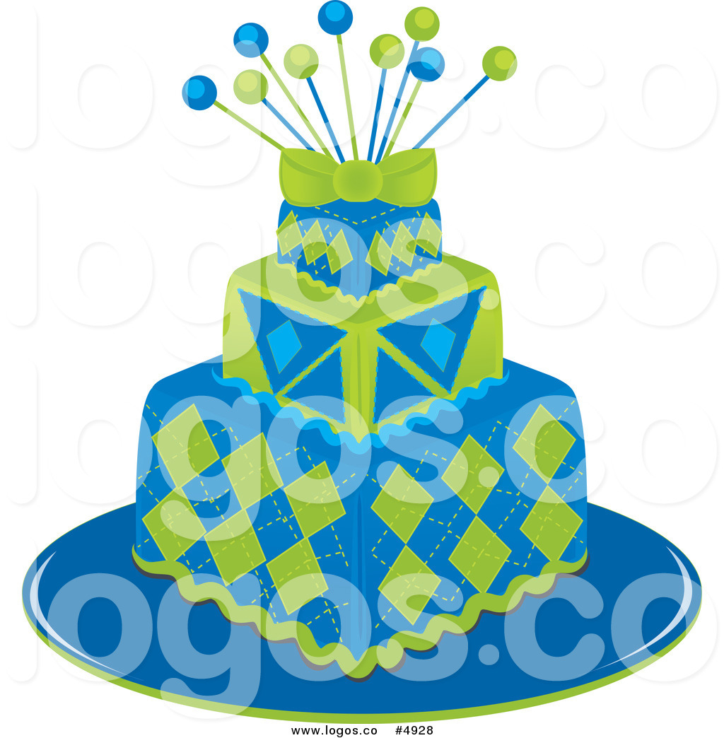 Blue Birthday Cake Clipart Royalty Free Vector Clipart