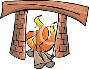 Burning Logs In A Fireplace Clipart Image 