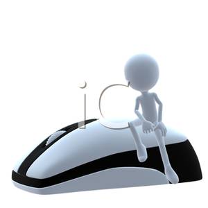 Person Sitting On A Wireless Computer Mouse   Royalty Free Clipart
