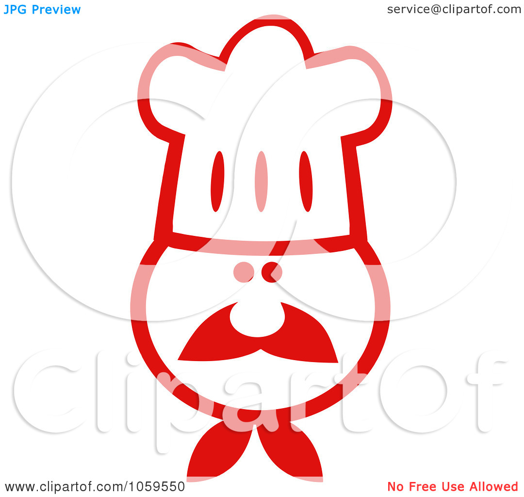 Clip Art Illustration Of A Red And White Chef Face Wearing A Hat By