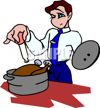 Clipart Image Of A Man Trying To Cook A Turkey